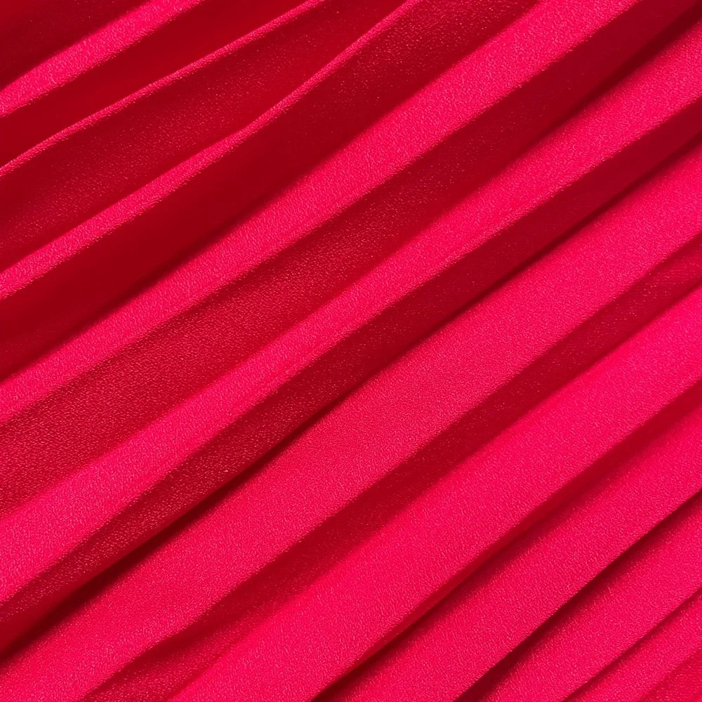Kate Kasin Red Pleated elastic waist A line Skirt